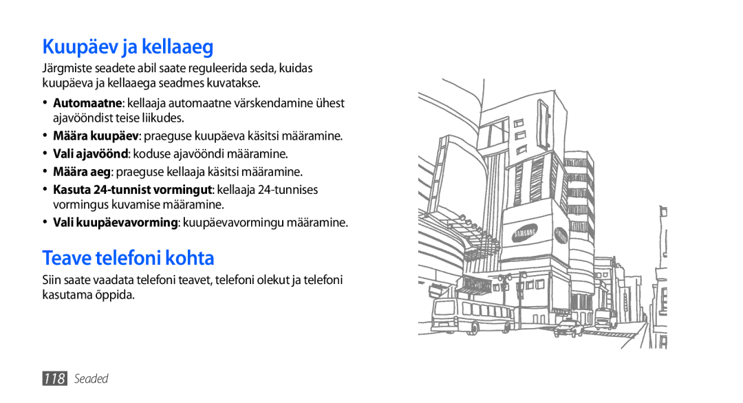 Samsung GT-I9001HKDSEB manual Kuupäev ja kellaaeg, Teave telefoni kohta, Vali kuupäevavorming kuupäevavormingu määramine 