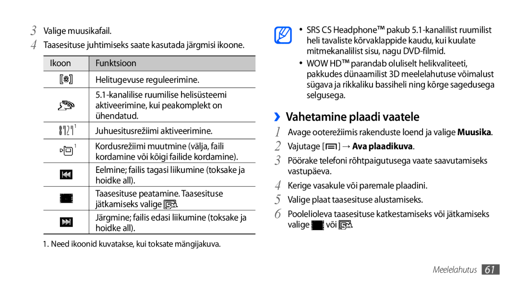 Samsung GT-I9001HKDSEB manual ››Vahetamine plaadi vaatele 