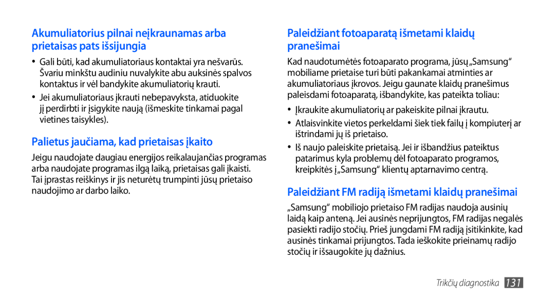 Samsung GT-I9001HKDSEB manual Palietus jaučiama, kad prietaisas įkaito 