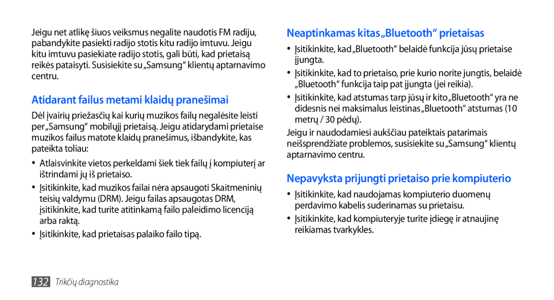 Samsung GT-I9001HKDSEB manual Atidarant failus metami klaidų pranešimai 