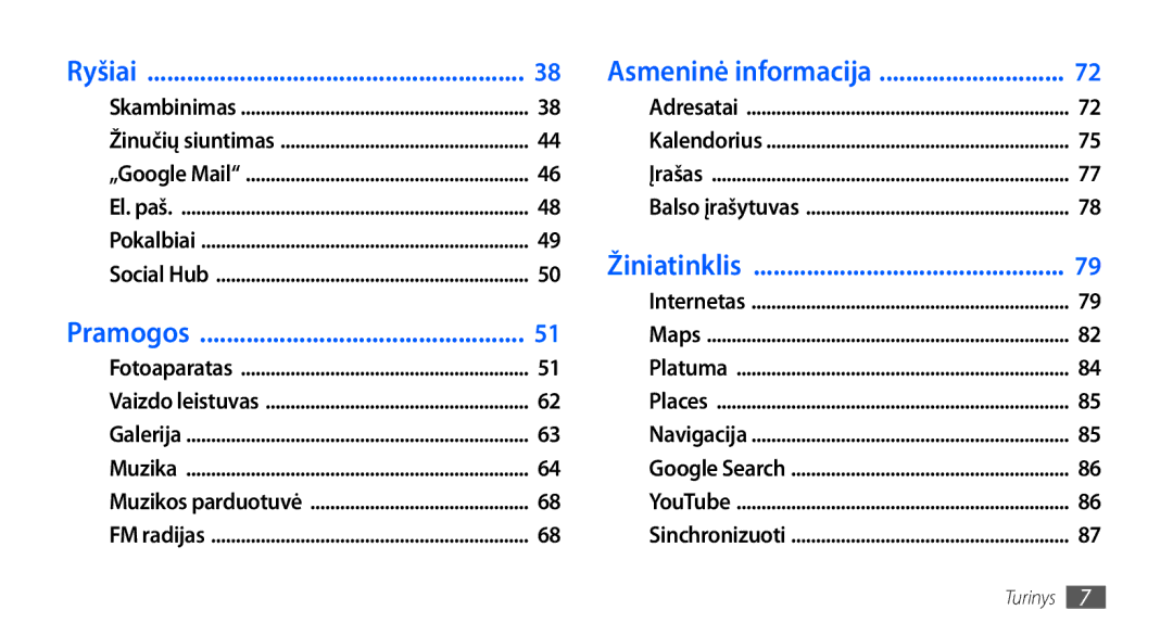 Samsung GT-I9001HKDSEB manual Žiniatinklis 