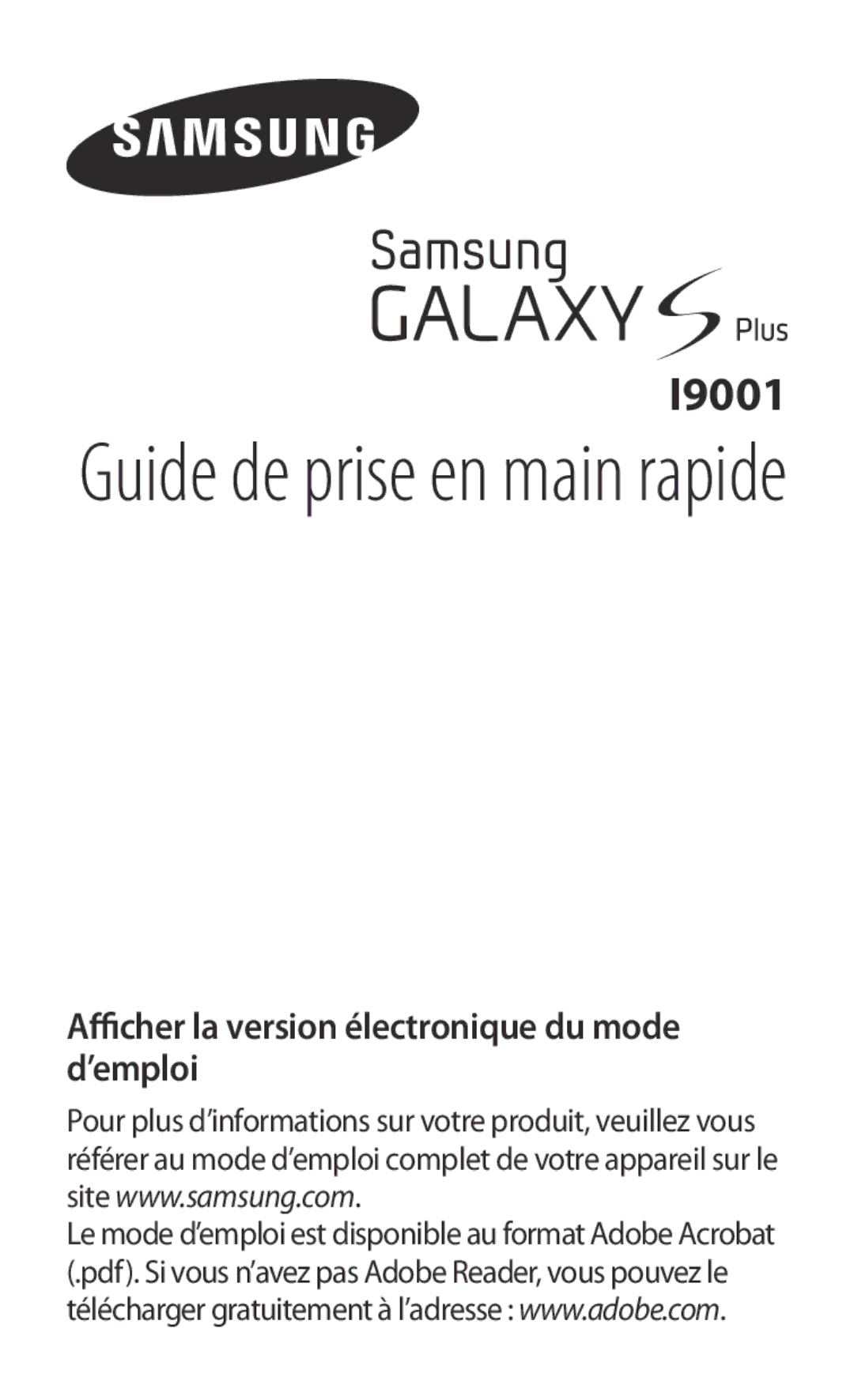 Samsung GT-I9001HKDXEF, GT-I9001HKDSFR, GT-I9001HKDFTM, GT-I9001HKDBOG manual Guide de prise en main rapide 