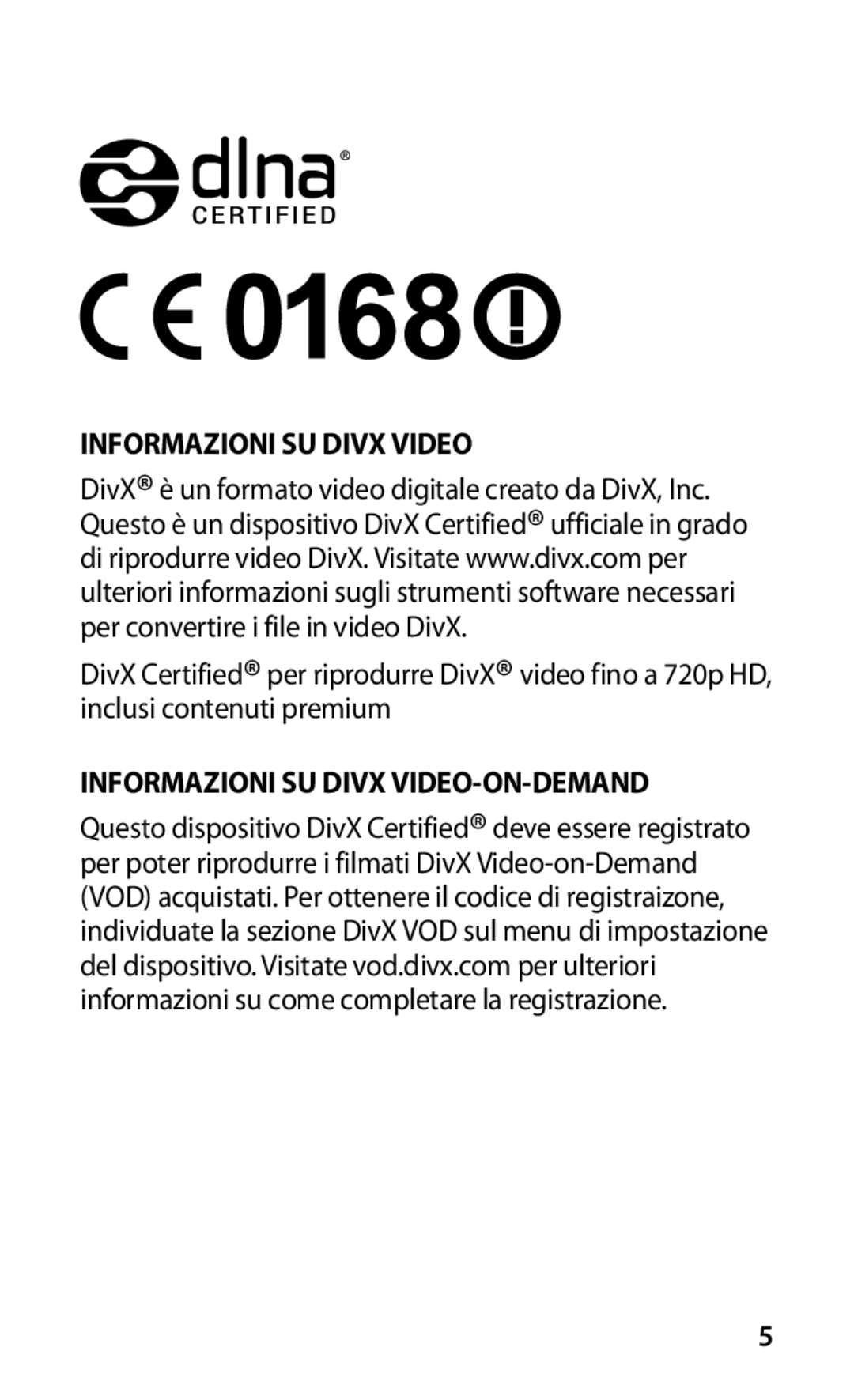 Samsung GT-I9001HKDOMN, GT-I9001HKDTIM, GT-I9001HKDITV manual Informazioni SU Divx Video 