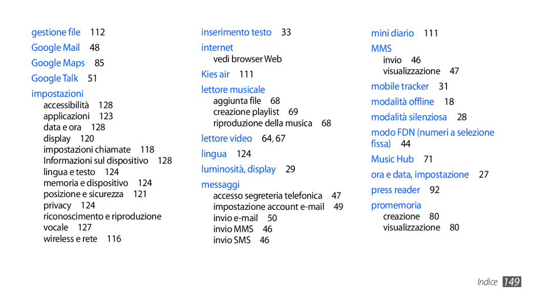 Samsung GT-I9001UWDTIM, GT-I9001UWDITV, GT-I9001HKDWIN manual 120, 118, 124, Vedi browser Web, 111, Visualizzazione  