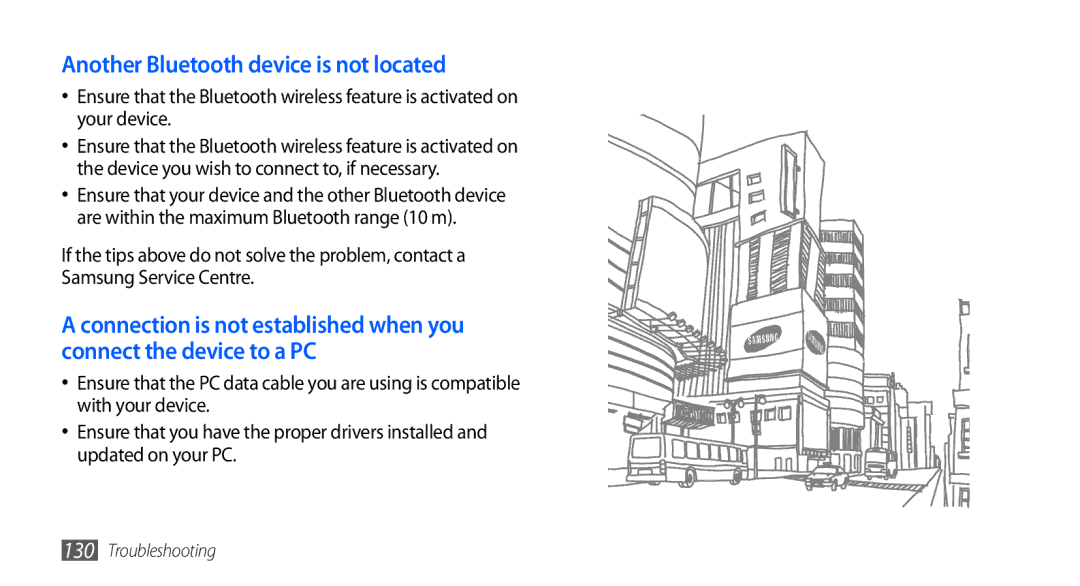 Samsung GT-I9003 user manual Another Bluetooth device is not located 