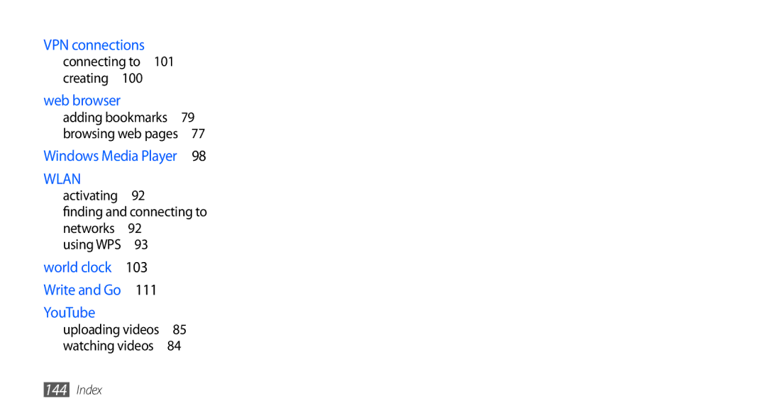 Samsung GT-I9003 user manual Wlan 