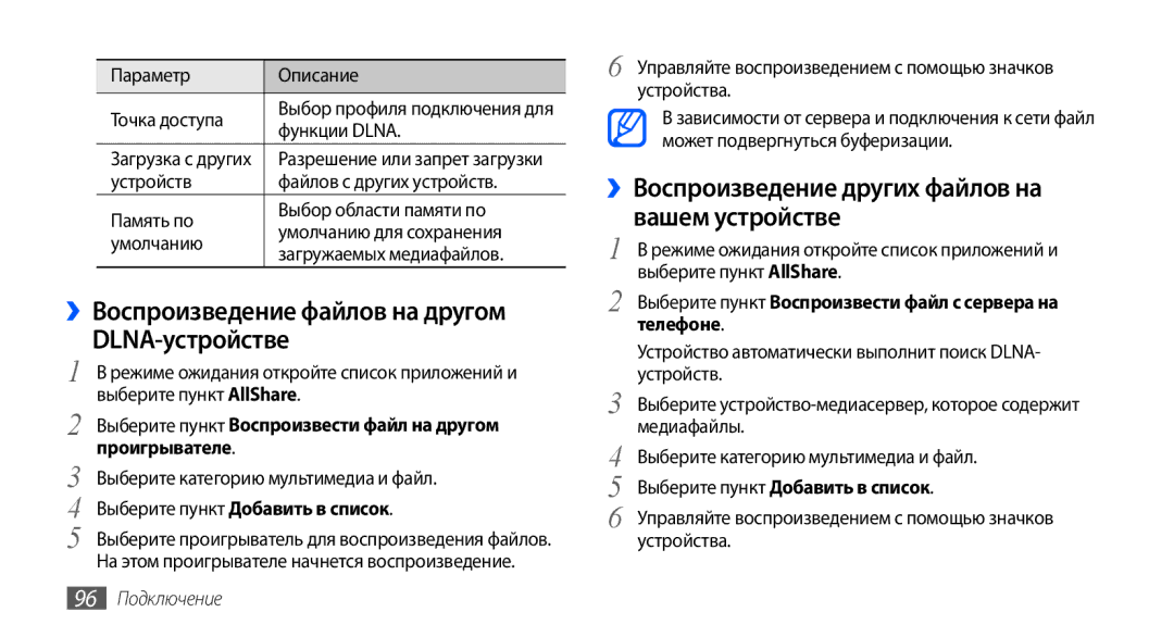 Samsung GT-I9003ISDSEB ››Воспроизведение файлов на другом DLNA-устройстве, Выберите пункт Добавить в список, Телефоне 