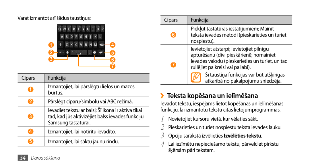 Samsung GT-I9003ISDSEB manual ››Teksta kopēšana un ielīmēšana, Rullējiet pa kreisi vai pa labi, Šķērsām pāri tekstam 