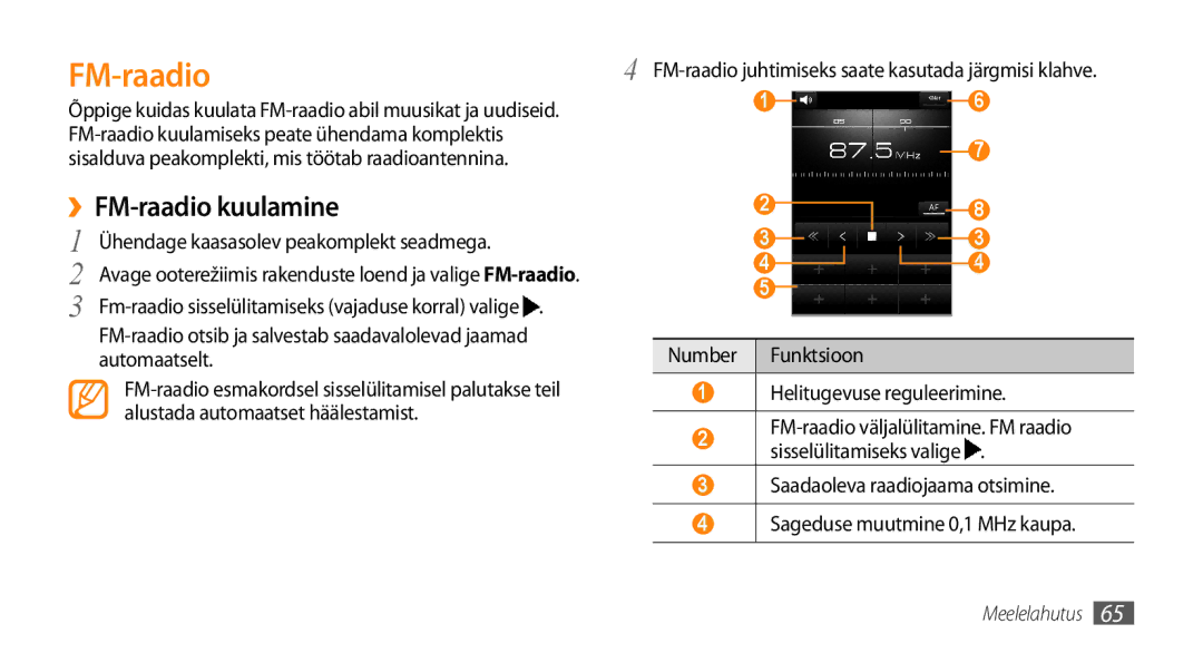 Samsung GT-I9003MKDSEB, GT-I9003ISDSEB manual ››FM-raadio kuulamine 