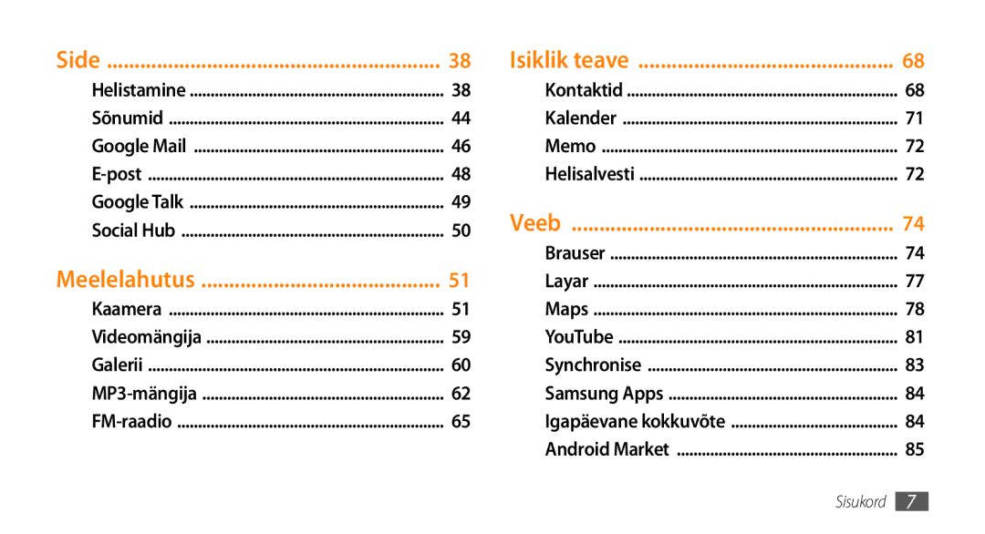 Samsung GT-I9003MKDSEB, GT-I9003ISDSEB manual Veeb 