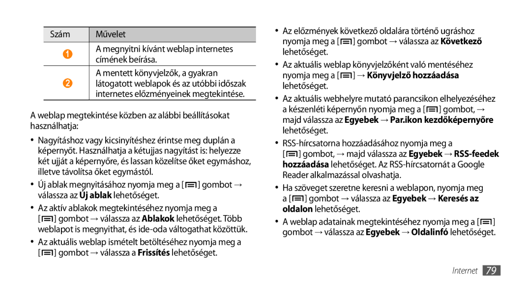 Samsung GT-I9003ISDITV manual Az aktív ablakok megtekintéséhez nyomja meg a, RSS-hírcsatorna hozzáadásához nyomja meg a 