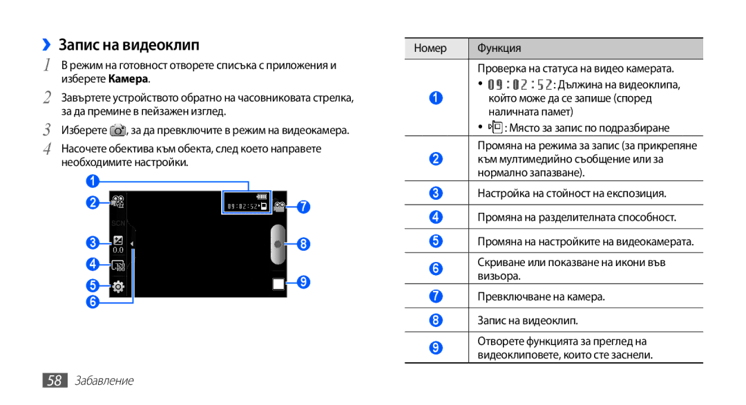 Samsung GT-I9003MKDBGL manual ››Запис на видеоклип, 58 Забавление 