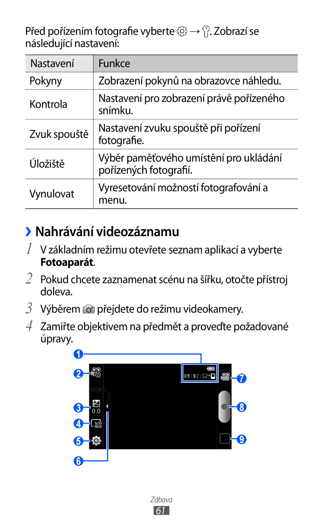 Samsung GT-I9003MKDXSK, GT-I9003MKDO2C, GT-I9003MKDXEZ, GT-I9003MKDVDC manual ››Nahrávání videozáznamu 