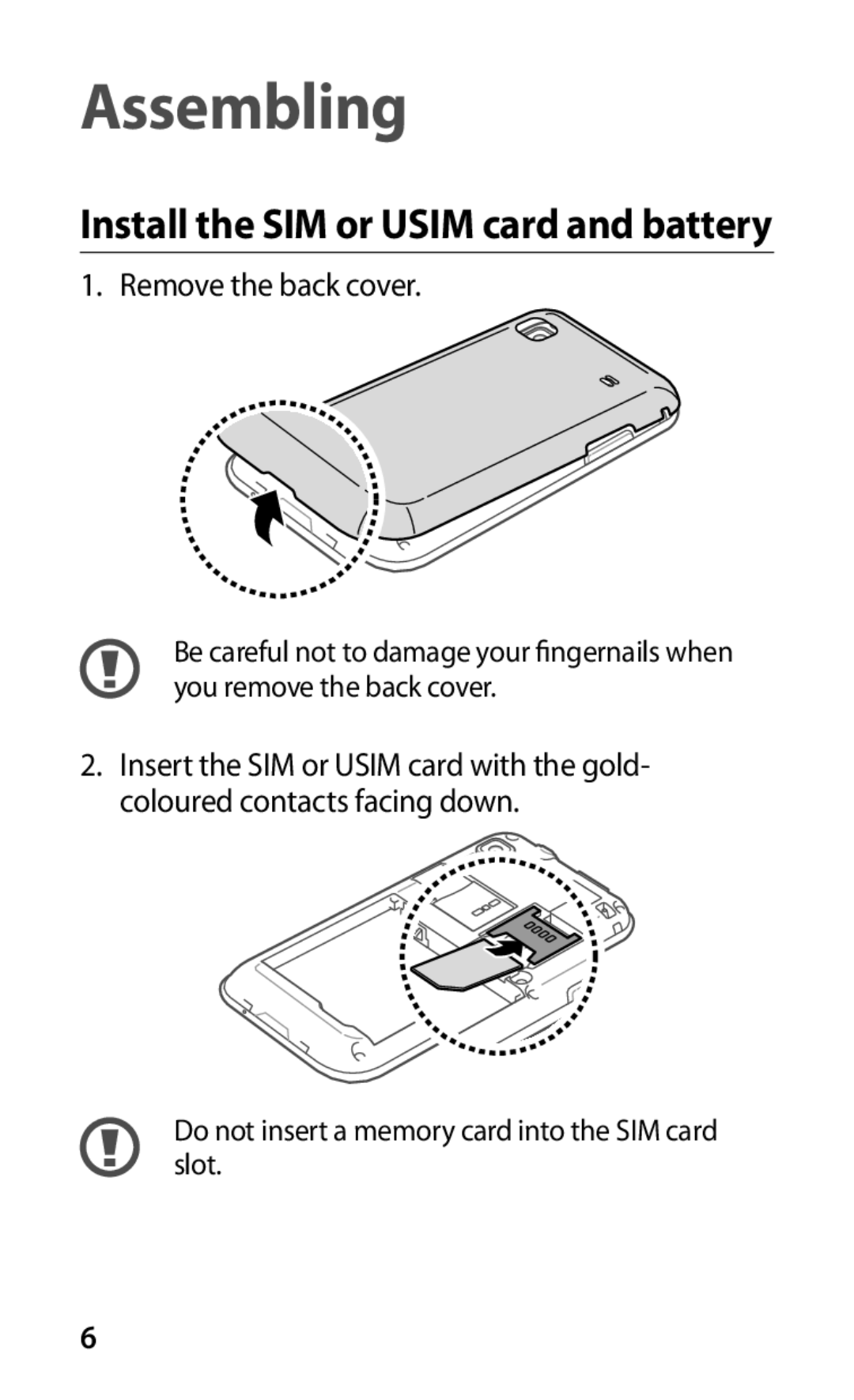 Samsung GT-I9003NKOSER, GT-I9003MKOSER, GT-I9003RWOSER, GT-I9003FIOSER manual Assembling 