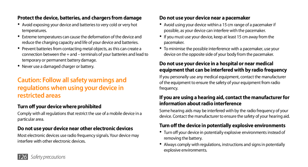 Samsung GT-I9003ISJSER, GT-I9003NKDDBT, GT-I9003ISDTUR, GT-I9003RWDATO, GT-I9003MKDTUR Turn off your device where prohibited 