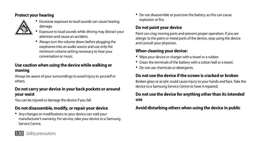 Samsung GT-I9003RWJSER, GT-I9003NKDDBT, GT-I9003ISDTUR manual Use caution when using the device while walking or moving 