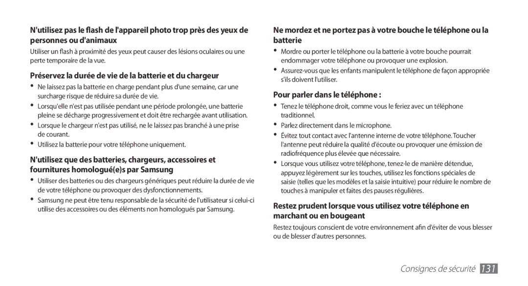 Samsung GT-I9003MKDVGF manual Pour parler dans le téléphone, Préservez la durée de vie de la batterie et du chargeur 