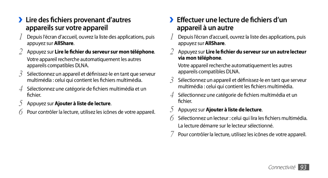 Samsung GT-I9003RWDNRJ, GT-I9003RWDBOG, GT-I9003RWDVGF manual Appareils compatibles Dlna, Multimédia et un, Via mon téléphone 