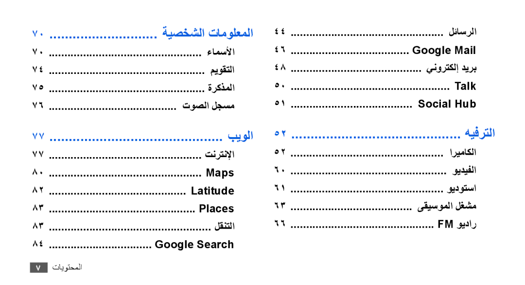 Samsung GT-I9003MKDAFR, GT-I9003RWDMID, GT-I9003MKJXSS, GT-I9003ISDABS, GT-I9003ISDPAK, GT-I9003ISDXSS manual بيولا, هيفرتلا 