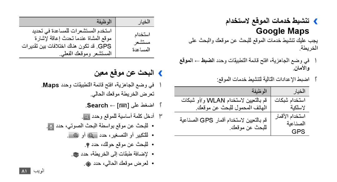 Samsung GT-I9003RWDXSG, GT-I9003RWDMID نيعم عقوم نع ثحبلا››, مادختسلا عقوملا تامدخ طيشنت›› Google Maps, Search, ناملأاو 