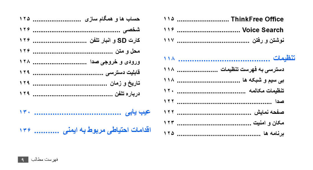 Samsung GT-I9003MKDMMC, GT-I9003RWDMID, GT-I9003MKJXSS manual 136 ........... ینمیا هب طوبرم یطایتحا تامادقا, Voice Search 