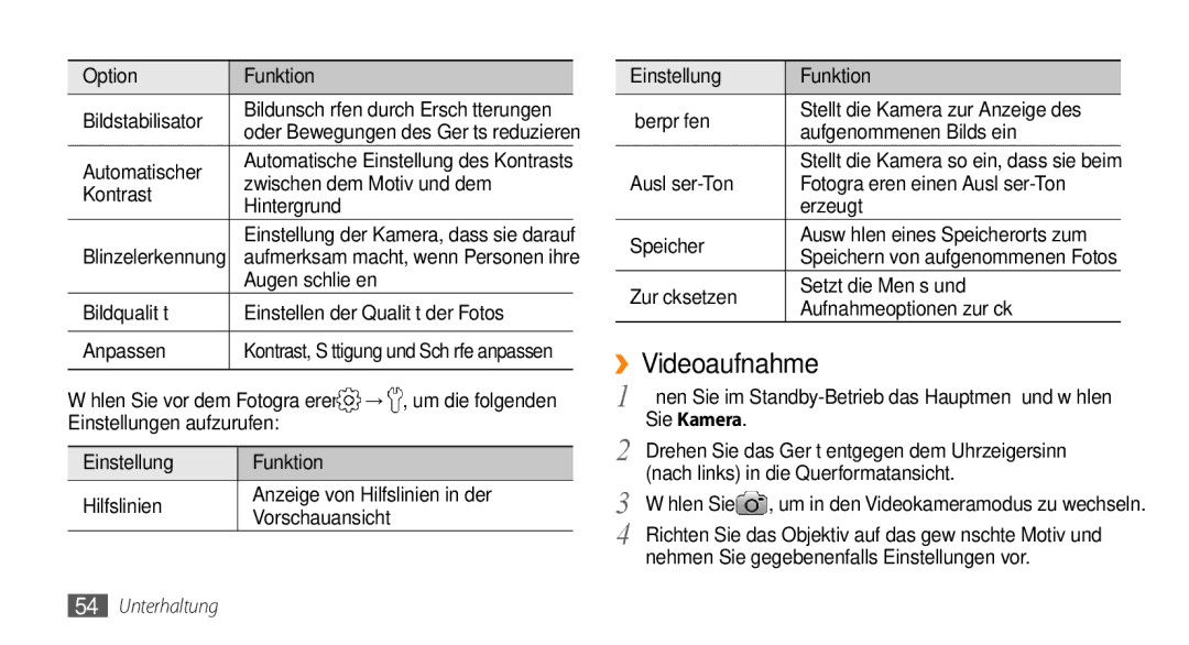 Samsung GT-I9010XKADBT manual ››Videoaufnahme 