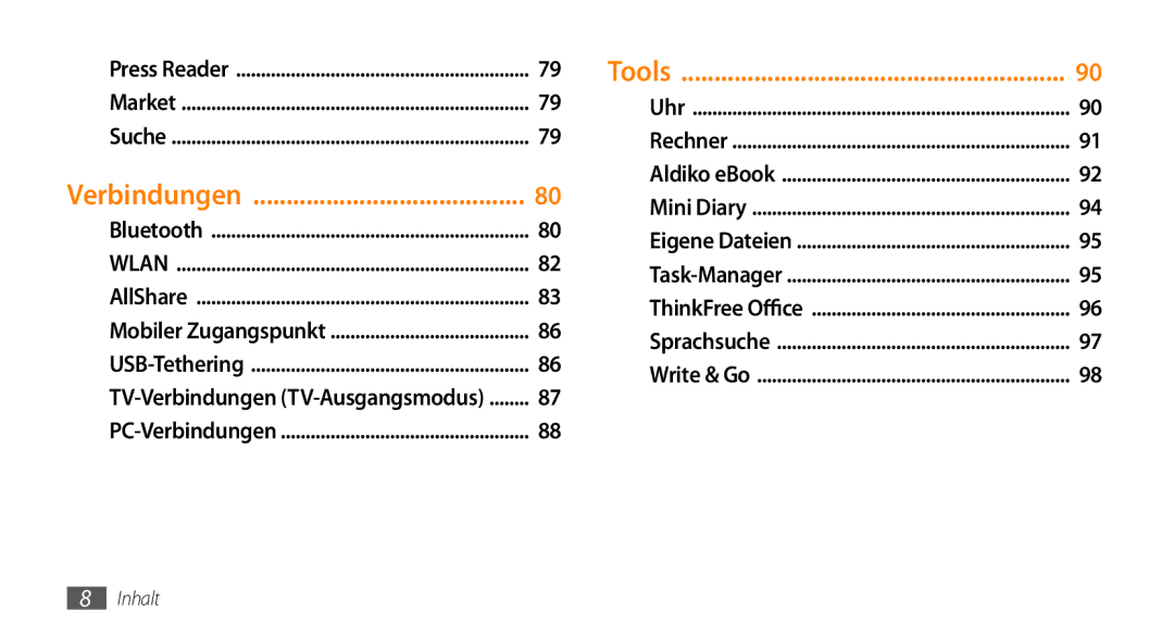 Samsung GT-I9010XKADBT manual TV-Verbindungen TV-Ausgangsmodus 