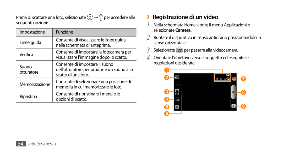 Samsung GT-I9010XKAXEN, GT-I9010XKAITV manual ››Registrazione di un video 