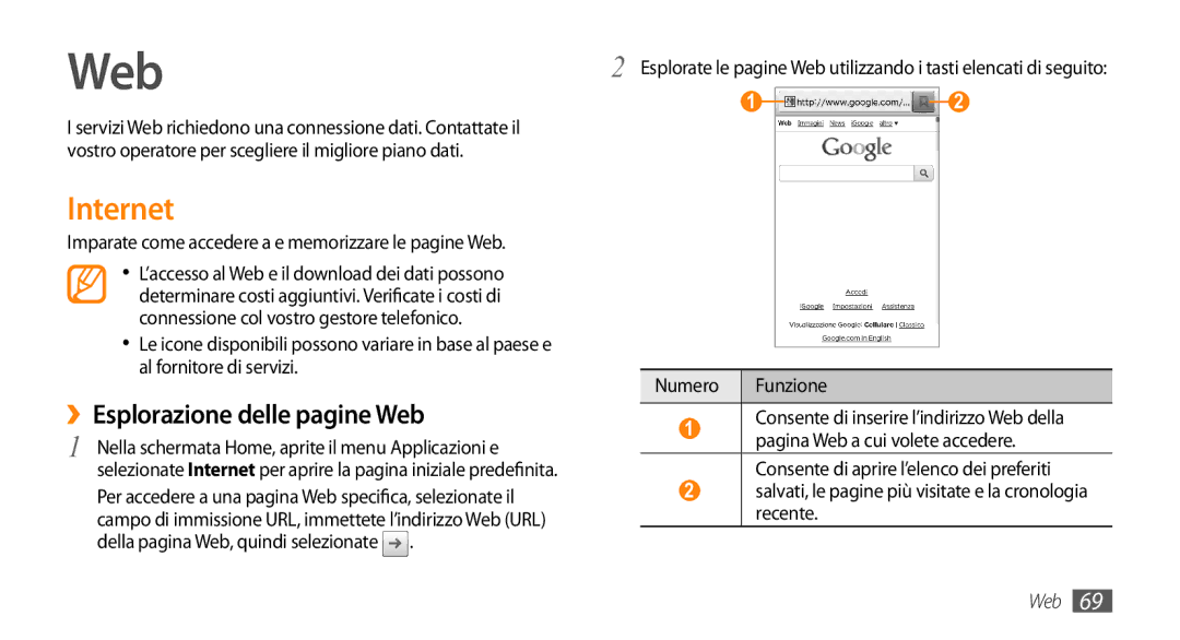 Samsung GT-I9010XKAITV, GT-I9010XKAXEN manual Internet, ››Esplorazione delle pagine Web 