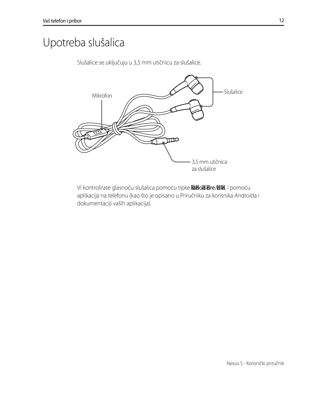 Samsung GT-I9023FSACRG, GT-I9023FSATWO, GT-I9023FSATRA, GT-I9023FSAVIP manual Upotreba slušalica 