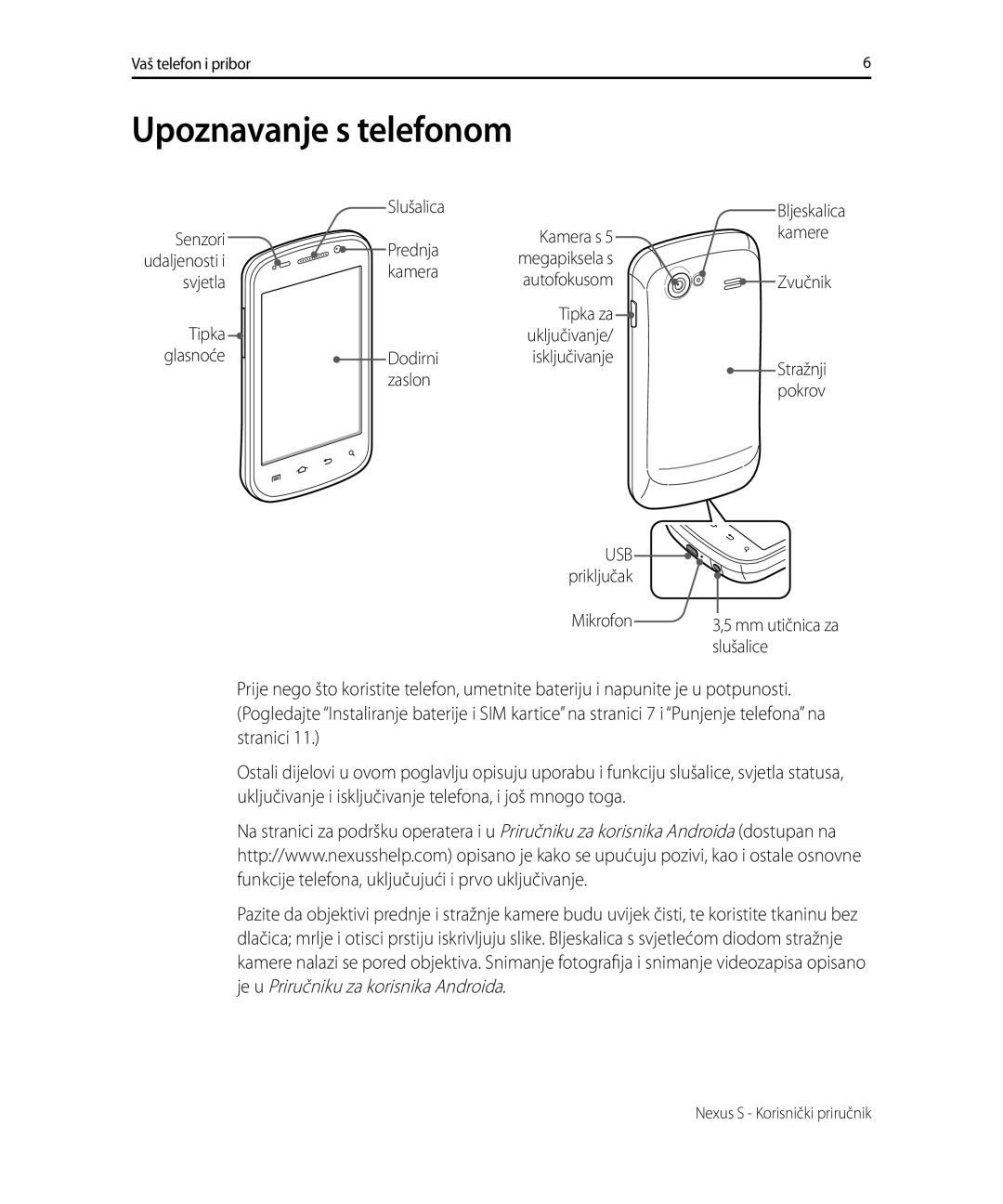 Samsung GT-I9023FSATRA, GT-I9023FSACRG, GT-I9023FSATWO, GT-I9023FSAVIP manual Upoznavanje s telefonom 