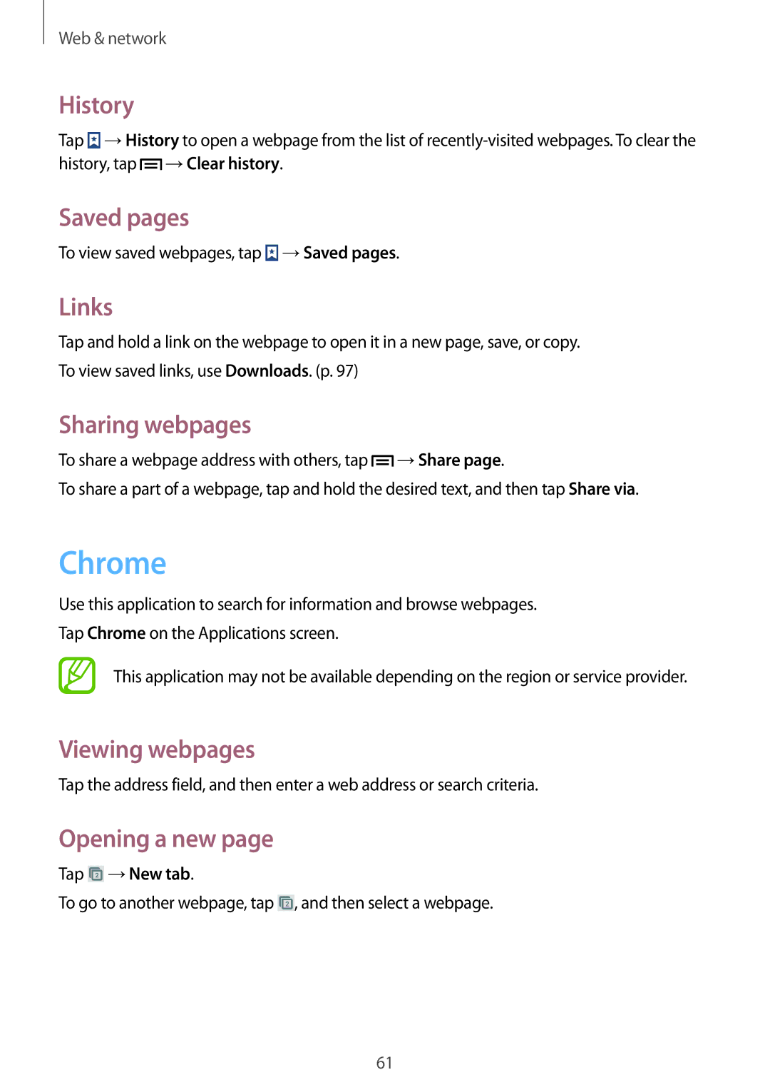 Samsung GT-I9060ZODECT, GT-I9060EGAXEF, GT-I9060ZWAXEF, GT-I9060MKAXEF Chrome, History, Saved pages, Links, Sharing webpages 