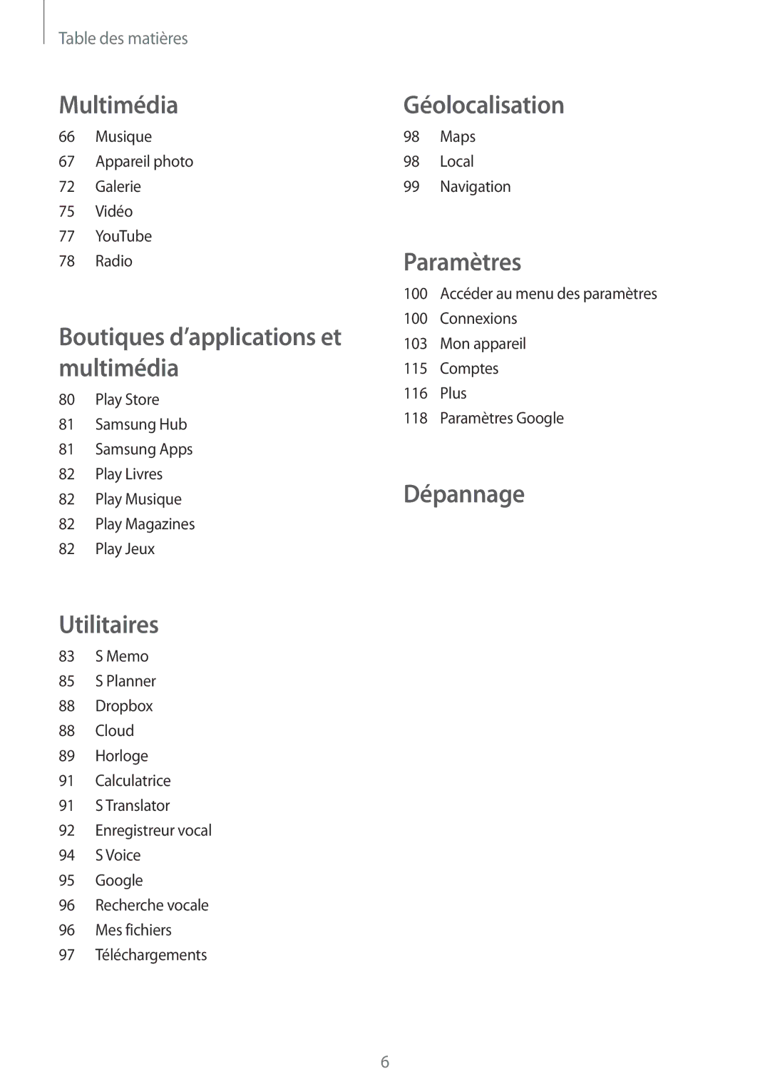 Samsung GT-I9060EGAXEF, GT-I9060ZWAXEF, GT-I9060MKAXEF manual Géolocalisation 