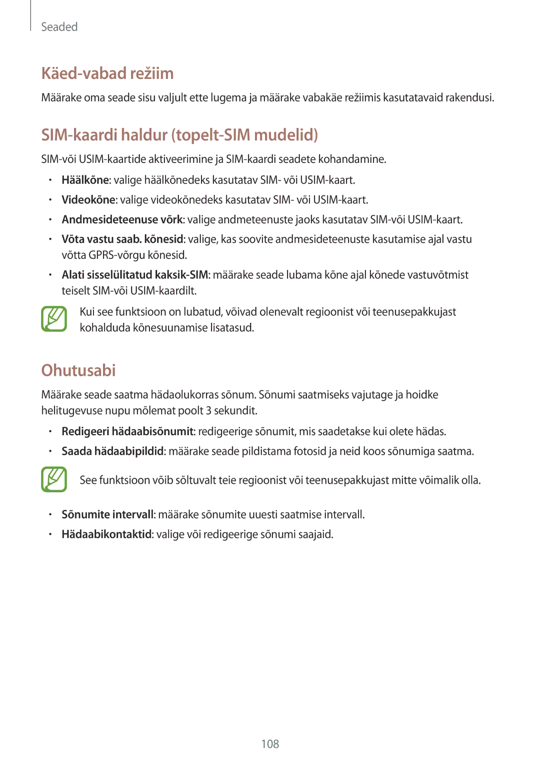 Samsung GT-I9060MKASEB, GT-I9060MKDSEB, GT-I9060ZWDSEB Käed-vabad režiim, SIM-kaardi haldur topelt-SIM mudelid, Ohutusabi 