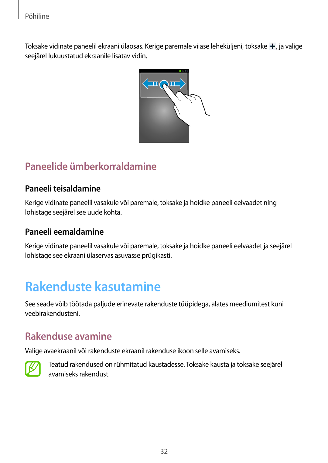 Samsung GT-I9060MKASEB, GT-I9060MKDSEB, GT-I9060ZWDSEB, GT-I9060ZWASEB manual Rakenduste kasutamine, Rakenduse avamine 