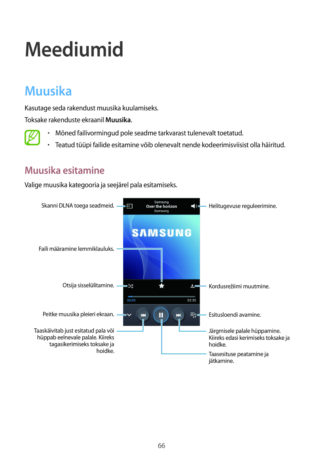 Samsung GT-I9060ZWDSEB manual Meediumid, Muusika esitamine, Valige muusika kategooria ja seejärel pala esitamiseks 