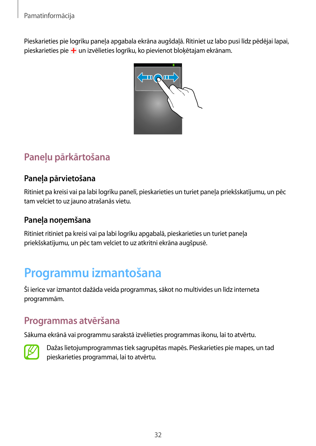 Samsung GT-I9060MKASEB, GT-I9060MKDSEB, GT-I9060ZWDSEB, GT-I9060ZWASEB manual Programmu izmantošana, Programmas atvēršana 