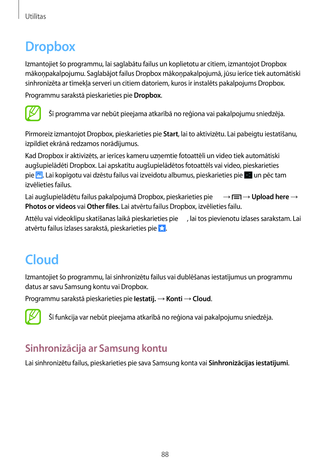 Samsung GT-I9060MKASEB, GT-I9060MKDSEB, GT-I9060ZWDSEB, GT-I9060ZWASEB manual Dropbox, Cloud, Sinhronizācija ar Samsung kontu 