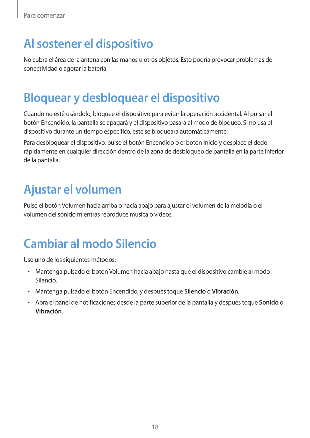 Samsung GT-I9060ZWDXEO manual Al sostener el dispositivo, Bloquear y desbloquear el dispositivo, Ajustar el volumen 