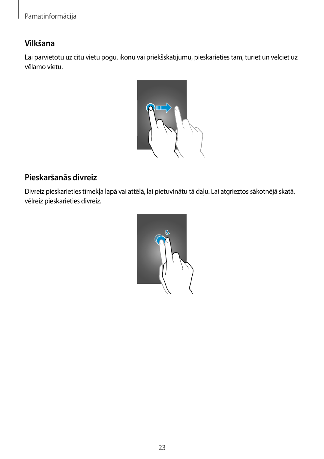 Samsung GT-I9060MKISEB, GT-I9060MKSSEB, GT-I9060ZWISEB, GT-I9060ZDISEB, GT-I9060ZWSSEB manual Vilkšana, Pieskaršanās divreiz 