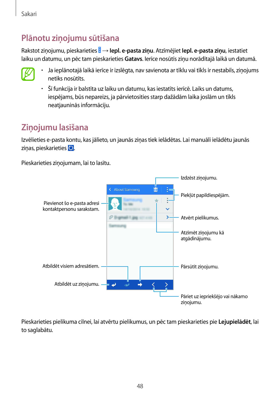 Samsung GT-I9060MKISEB, GT-I9060MKSSEB, GT-I9060ZWISEB, GT-I9060ZDISEB, GT-I9060ZWSSEB manual Ziņojumu lasīšana 