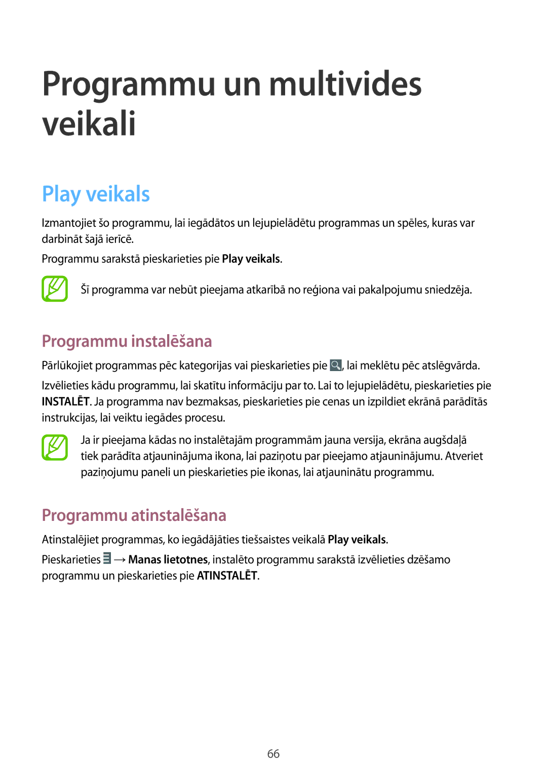 Samsung GT-I9060ZWISEB, GT-I9060MKSSEB, GT-I9060ZDISEB, GT-I9060MKISEB manual Programmu un multivides veikali, Play veikals 