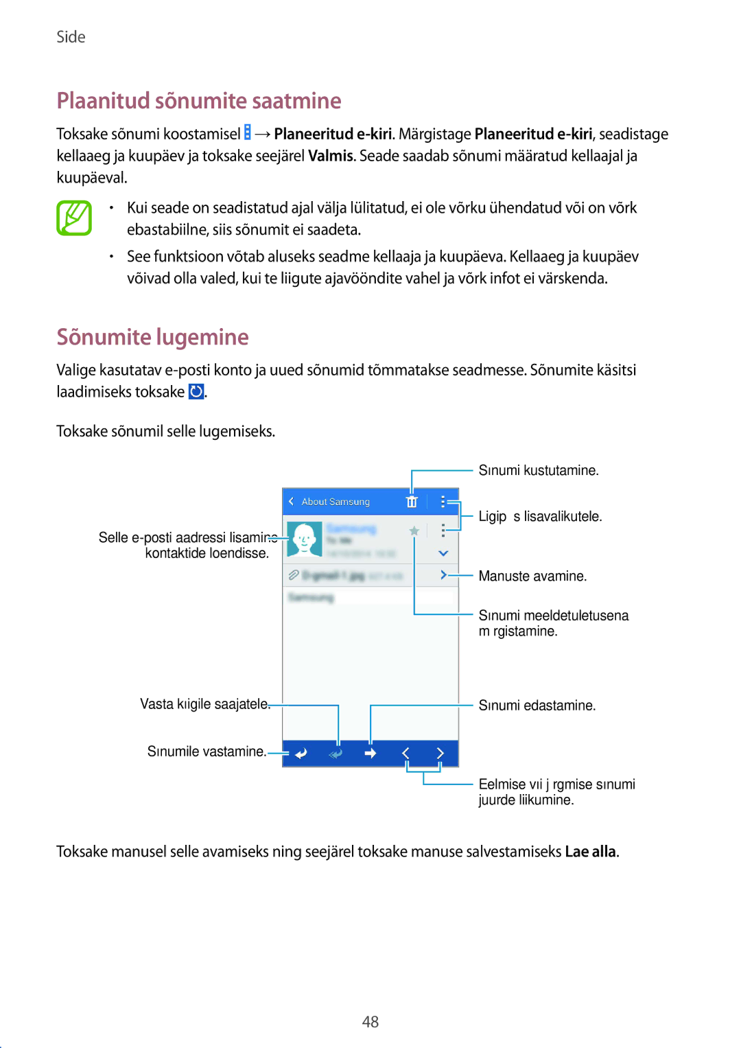 Samsung GT-I9060MKISEB, GT-I9060MKSSEB, GT-I9060ZWISEB, GT-I9060ZDISEB, GT-I9060ZWSSEB manual Sõnumite lugemine 