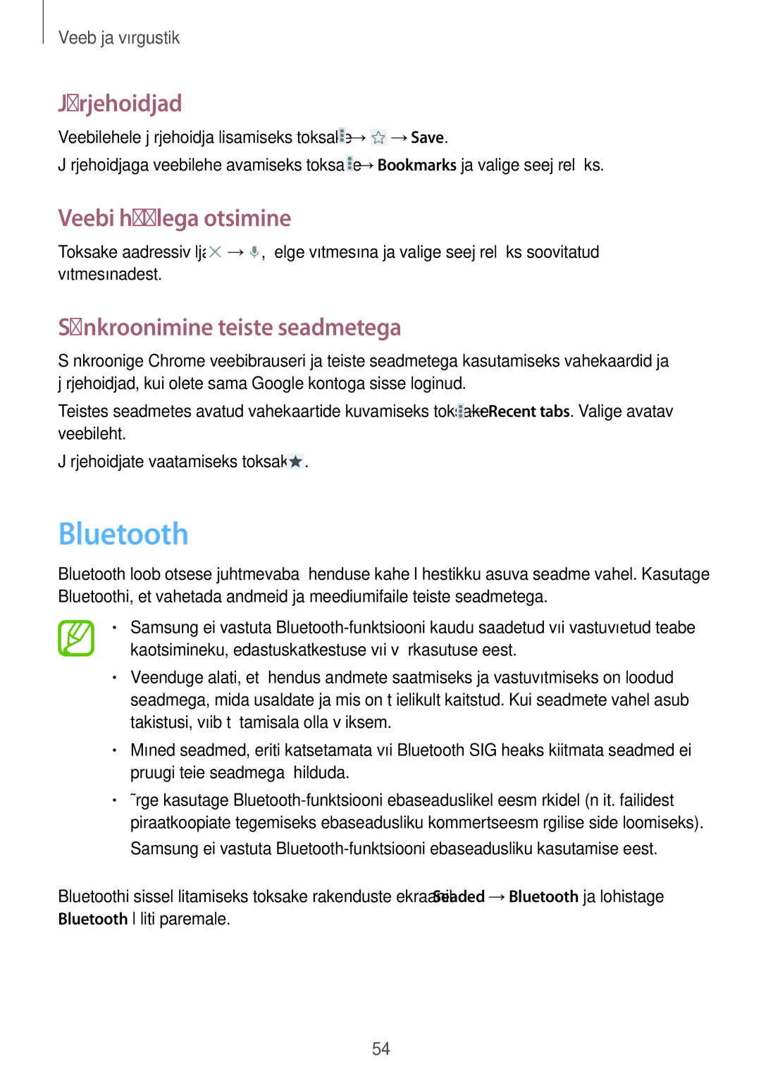 Samsung GT-I9060ZWSSEB, GT-I9060MKSSEB, GT-I9060ZWISEB, GT-I9060ZDISEB manual Bluetooth, Sünkroonimine teiste seadmetega 