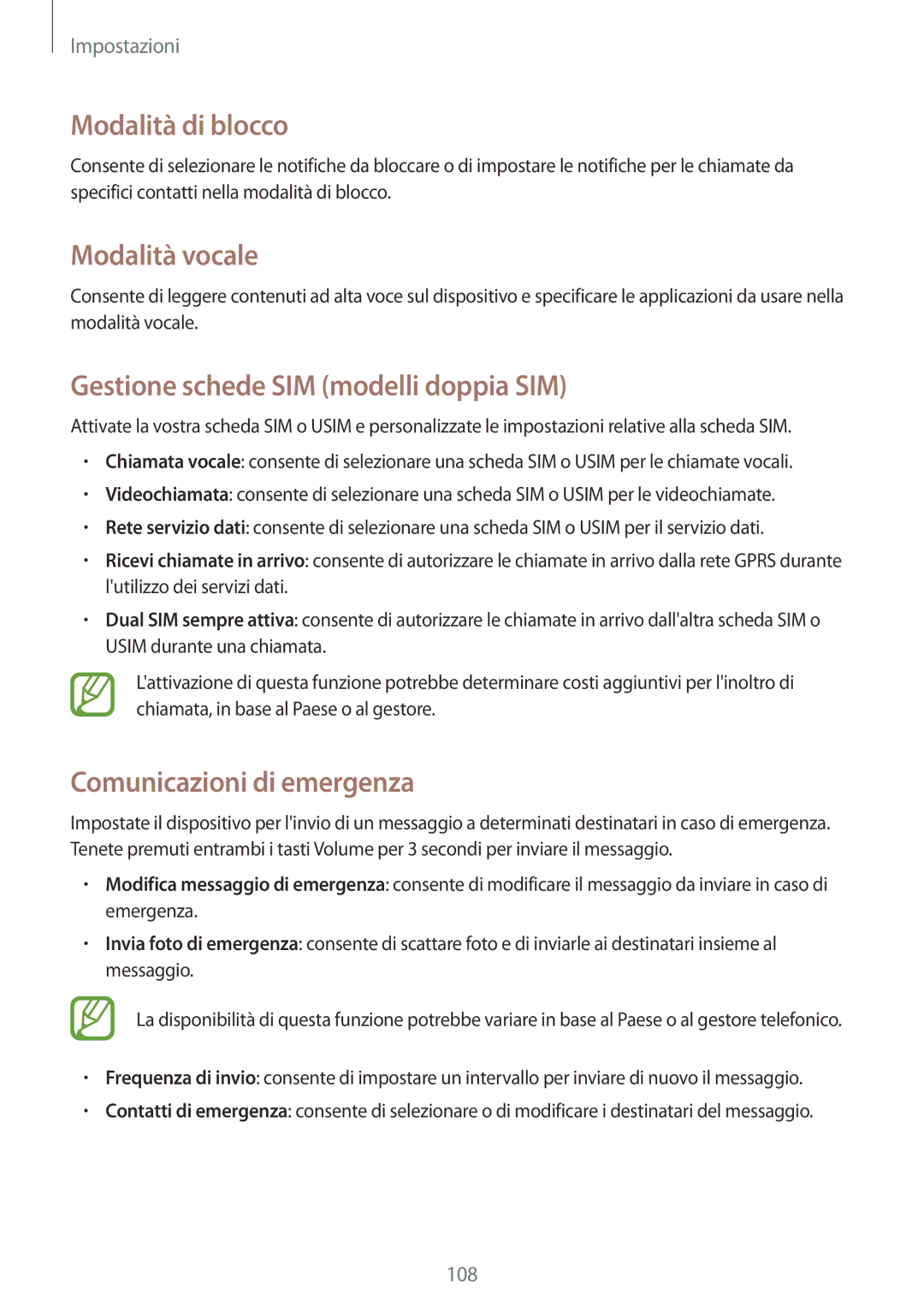 Samsung GT-I9060MKAWIN manual Modalità di blocco, Gestione schede SIM modelli doppia SIM, Comunicazioni di emergenza 