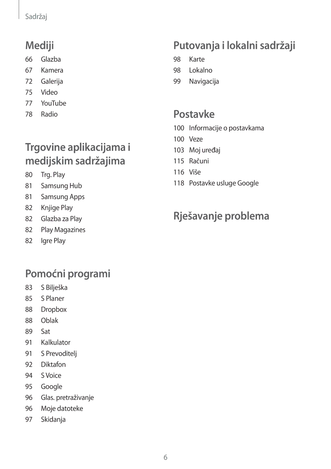 Samsung GT2I9060MKATWO, GT-I9060ZWDSEE, GT-I9060MKDSEE, GT-I9060MKASEE, GT-I9060ZWASEE manual Putovanja i lokalni sadržaji 