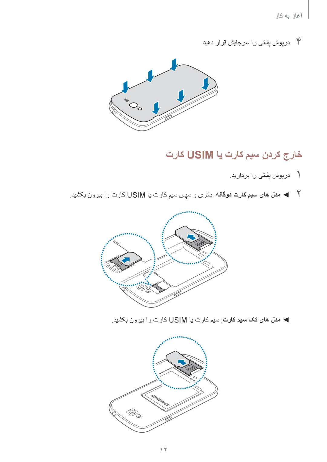 Samsung GT-I9060ZODTHR, GT-I9060ZWDSEE, GT-I9060MKDSEE, GT-I9060ZODKSA, GT-I9060ZWDACR manual تراک Usim ای تراک میس ندرک جراخ 