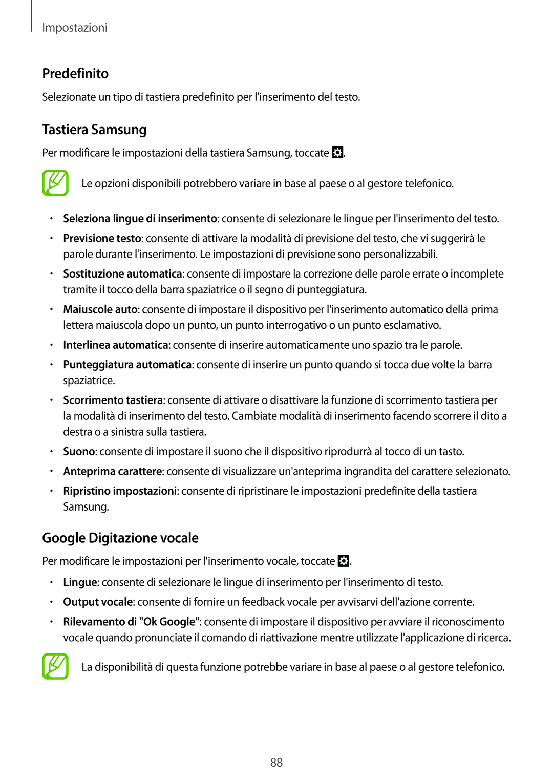 Samsung GT-I9060ZDSTPH, GT-I9060ZWSBGL, GT-I9060MKSXEO manual Predefinito, Tastiera Samsung, Google Digitazione vocale 