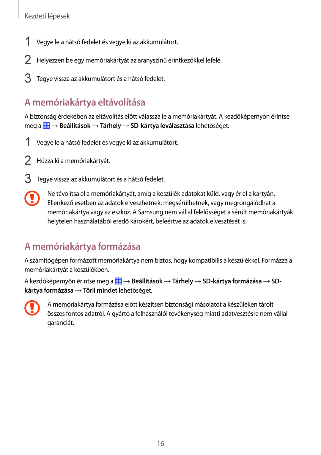 Samsung GT-I9060MKIDRE, GT-I9060ZWSETL, GT-I9060MKIXEO, GT-I9060MKSETL Memóriakártya eltávolítása, Memóriakártya formázása 