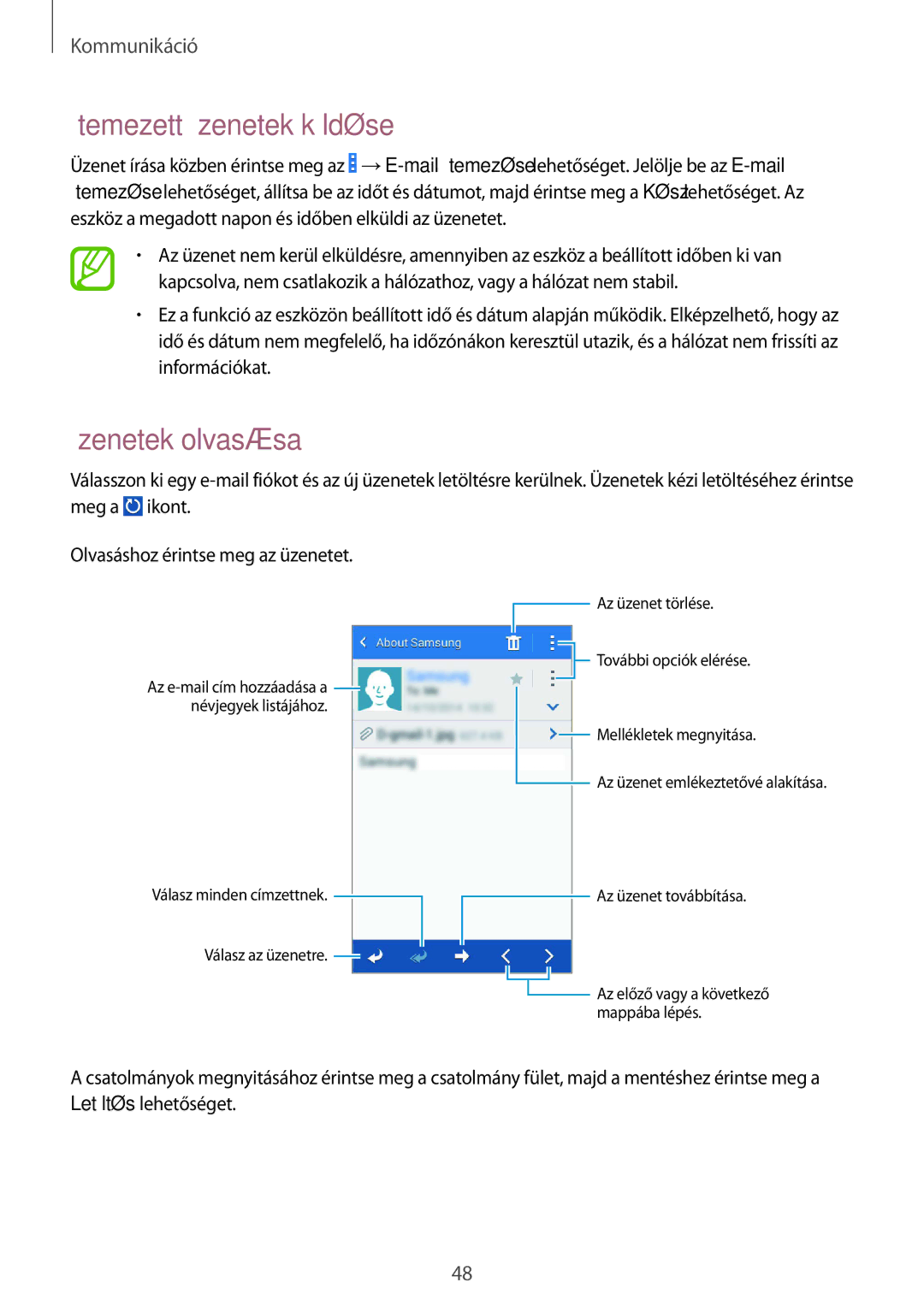 Samsung GT2I9060ZWSETL, GT-I9060ZWSETL, GT-I9060MKIXEO, GT-I9060MKSETL, GT-I9060ZWSXEH, GT2I9060MKSETL manual Üzenetek olvasása 